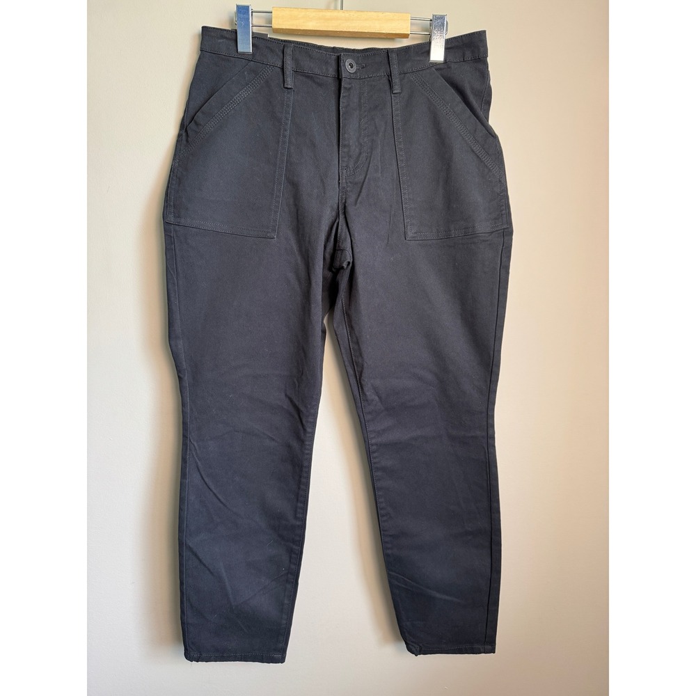Banana Republic High Rise Straight Leg Twill Pants 10 Black Workwear Rugged NEW